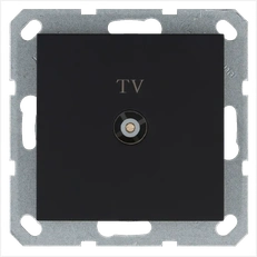 Изображение Розетка TV Φ9.5mm проходная с накладкой, цвет черный матовый (soft touch)